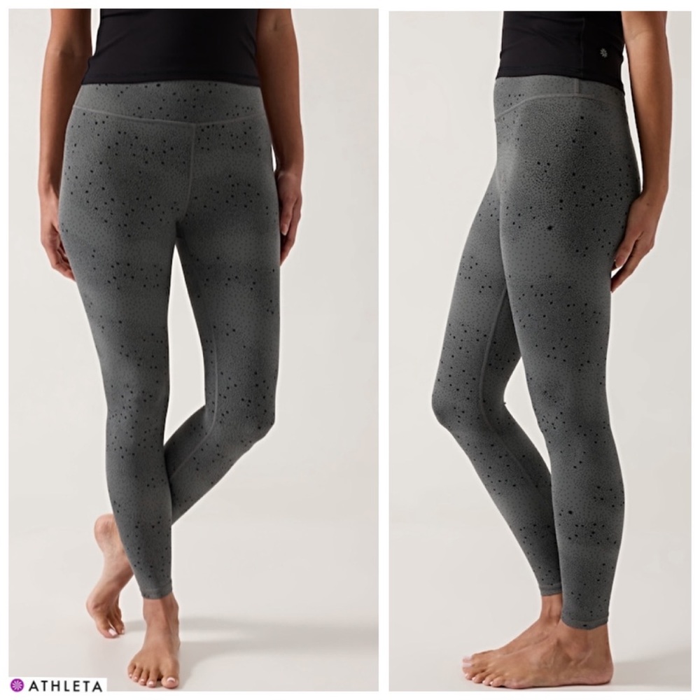 🔥NWTS-$110 ATHLETA Transcend 7/8 Tights M Luxe Fabric Stars Grey Leggings M
